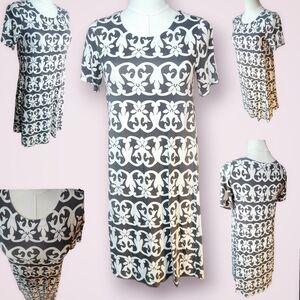 LOFT Black and White Patterned Dress